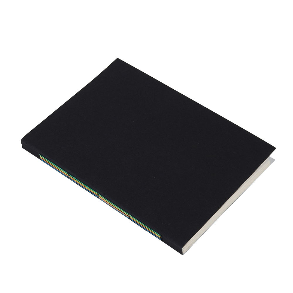 Black A5 notebook multicolour stiching