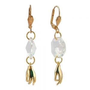 Teardrop Earrings - White and Gold
