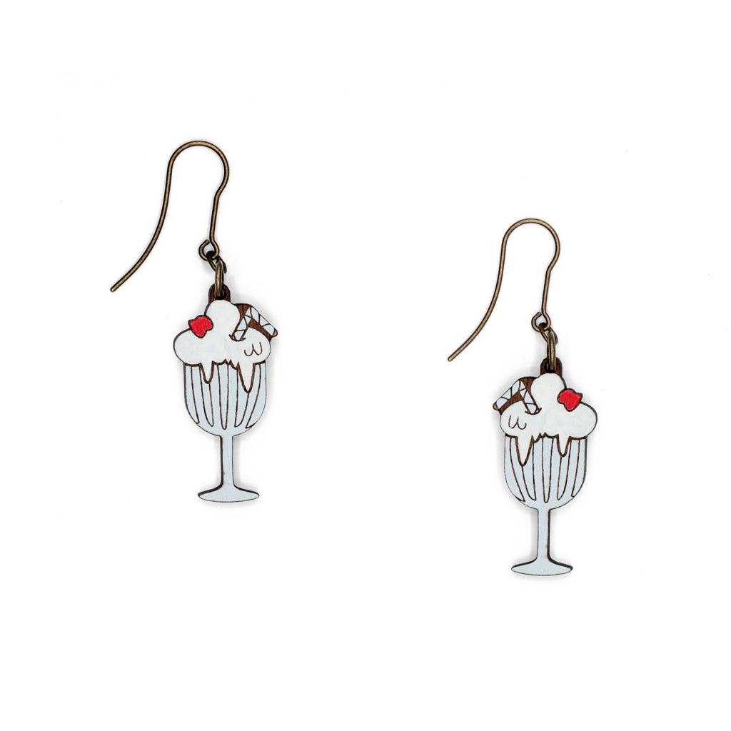 Lasercut wood milkshake earrings