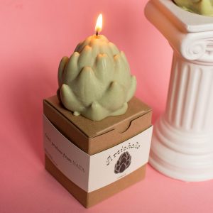 Lit artichoke candle