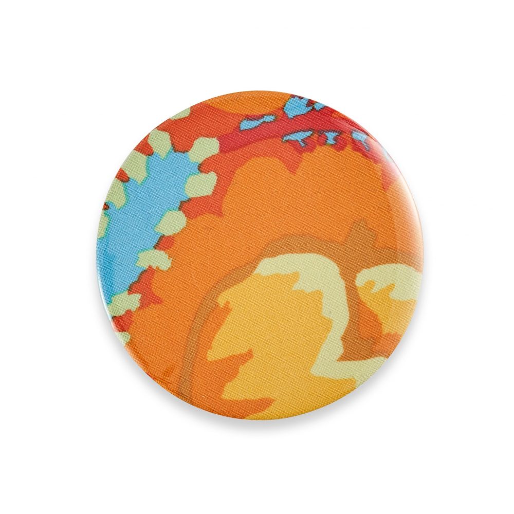 fabric pocket mirror in orange and blue
