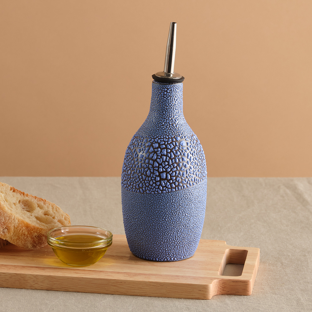 Blue Ceramic Oil Bottle