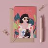 Lady and the Cat Greetings Card