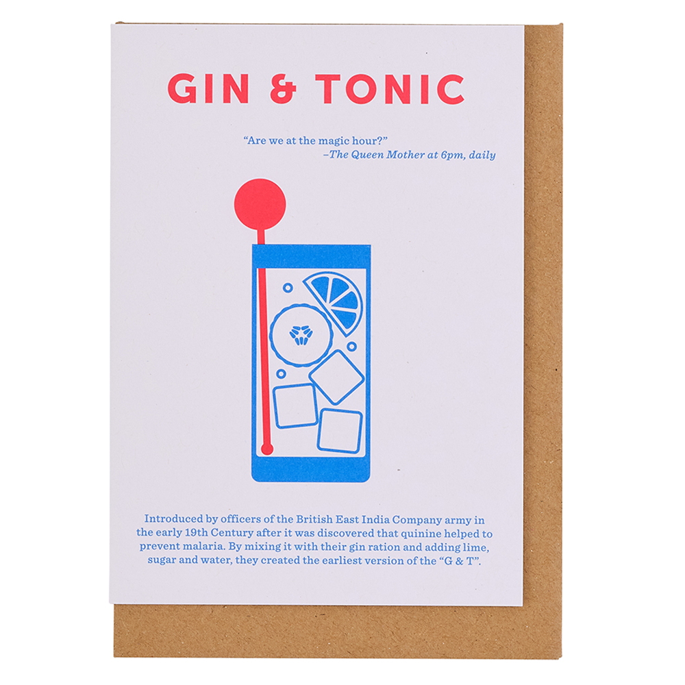 Gin and Tonic Cocktail Greetings Card