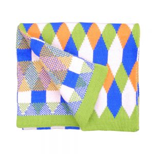 Cute scarves - geometric oversized scarf with green edge