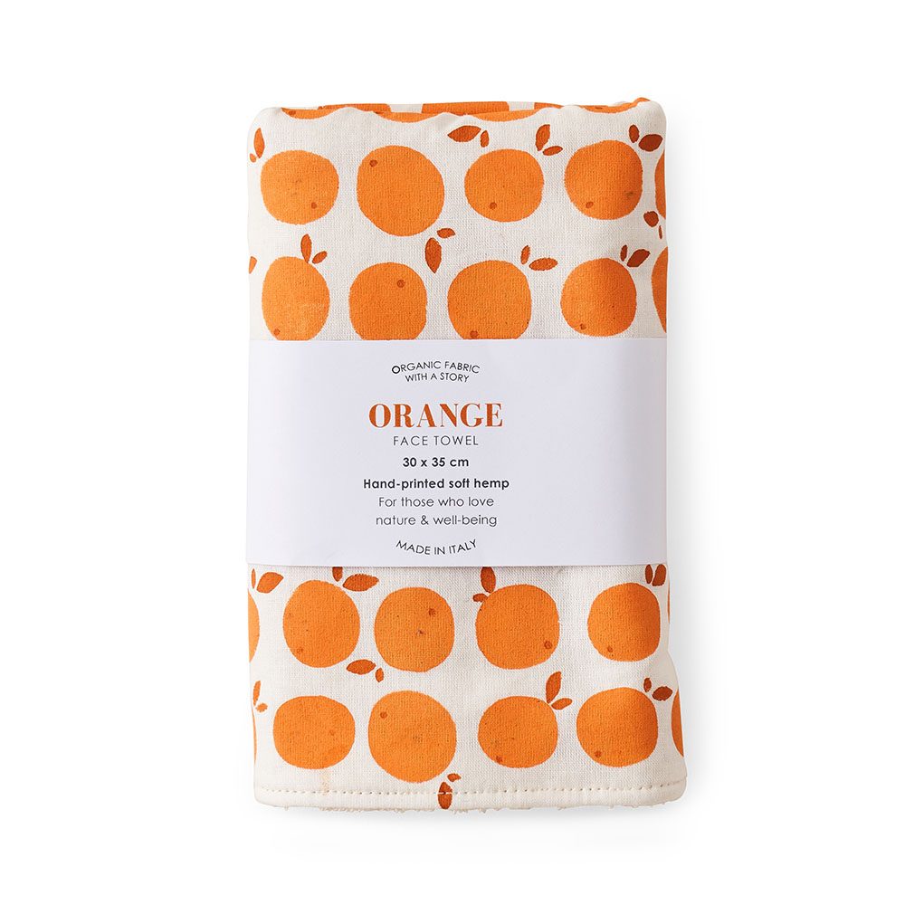 Face towel with an orange print