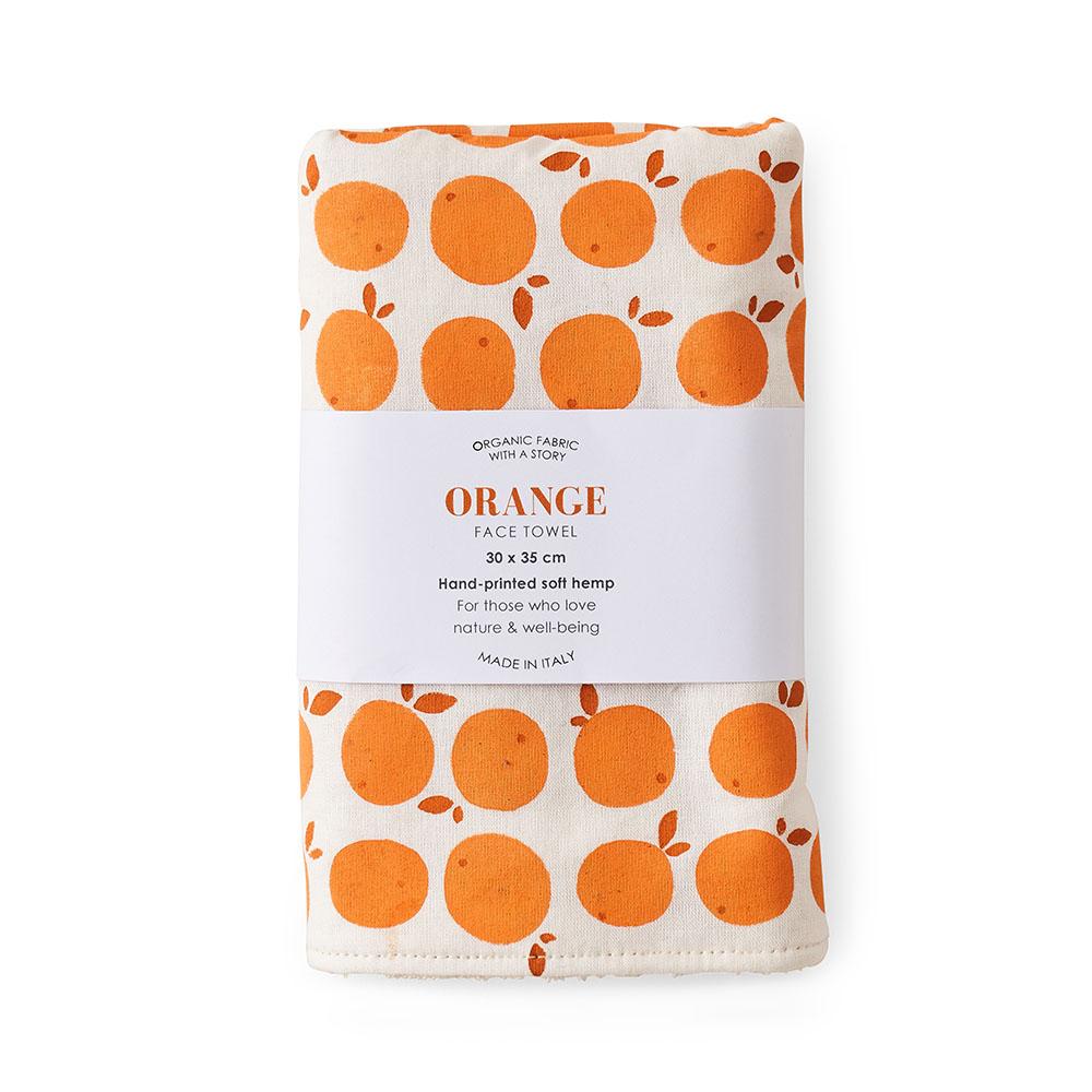 Face towel with an orange print