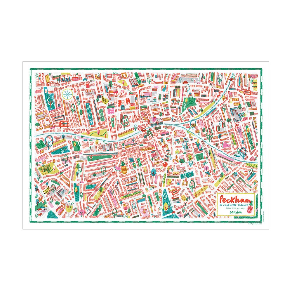 Home wall art - illustrated map of Peckham