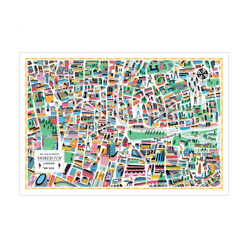 Home wall art - illustrated map of Shoreditch