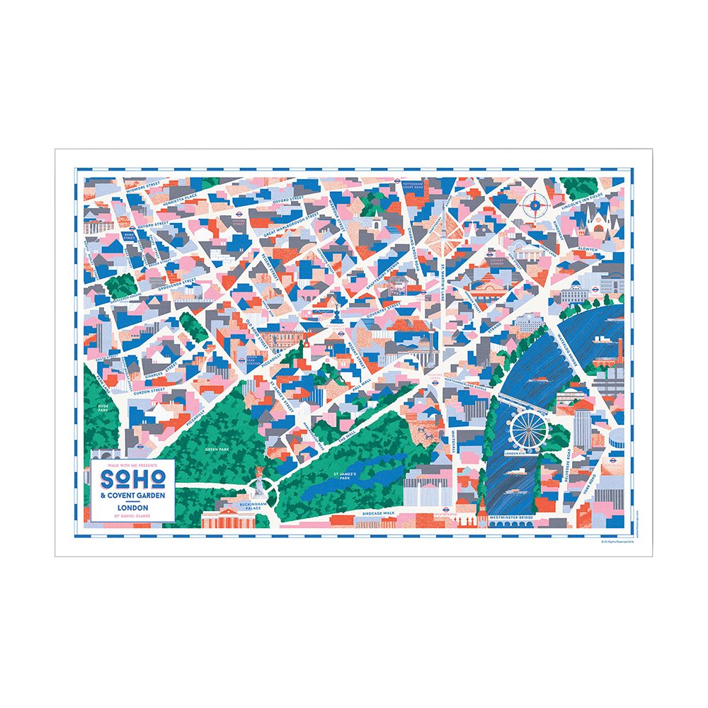Home wall art - illustrated map of Soho