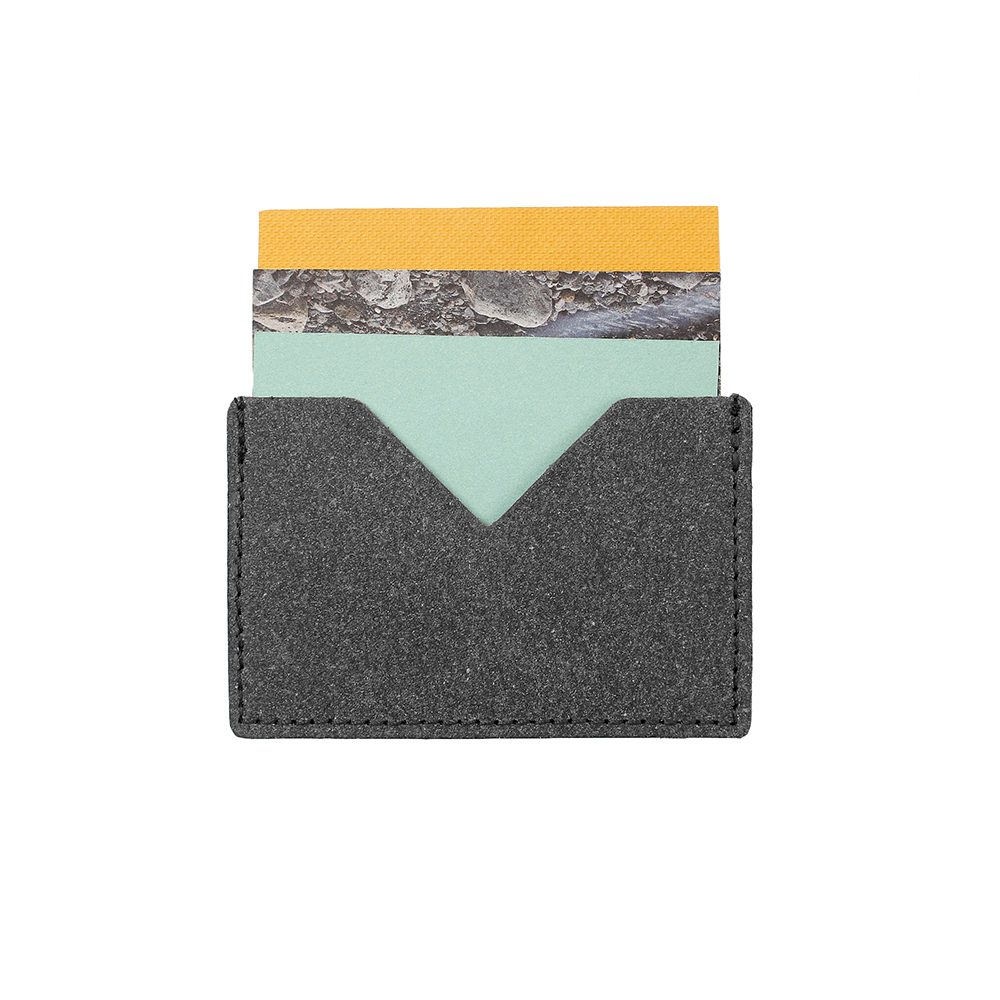 Gifts for him - recycled leather card holder grey