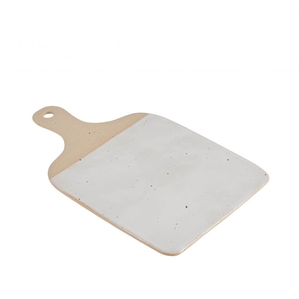 Stoneware Cheeseboard Set - Cool White Glaze Stoneware cheeseboard with white glaze