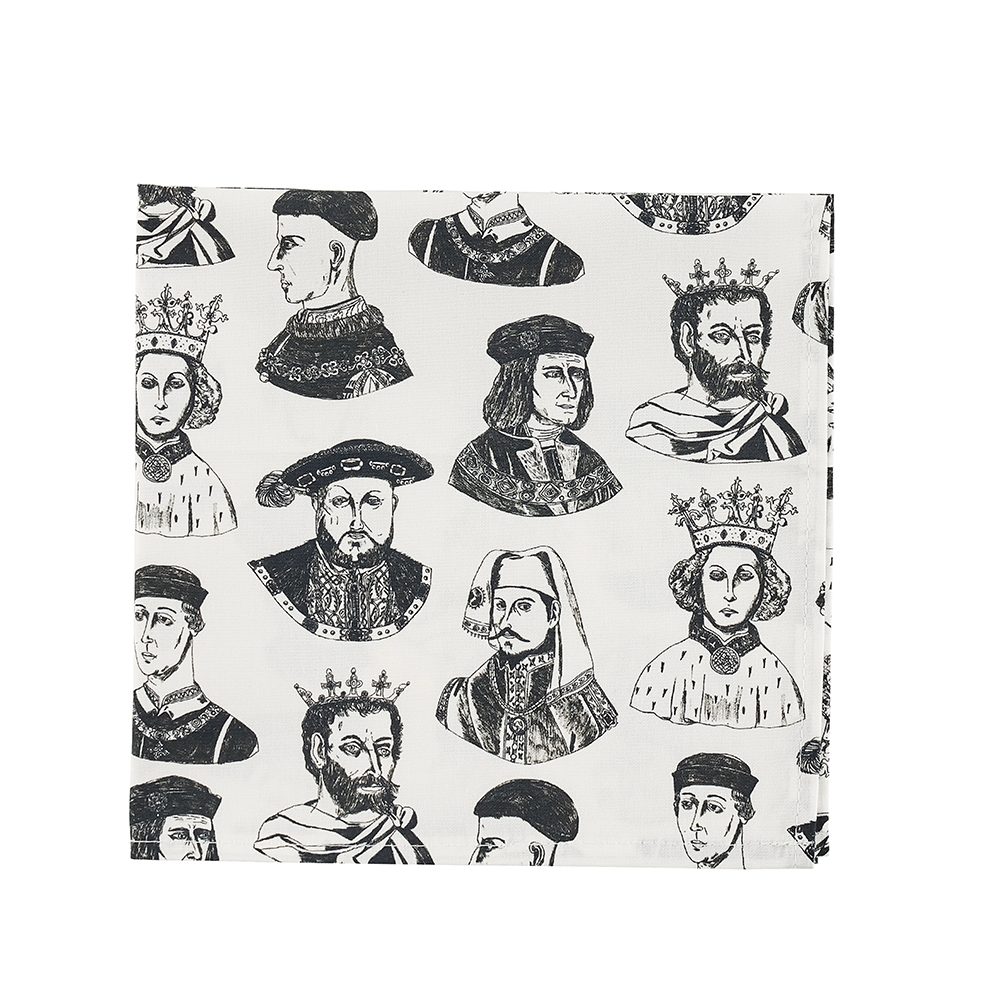 Designer pocket squares with illustrated Shakespeare motifs