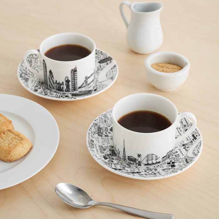Designer homeware - South East London cup and saucer set lifestyle