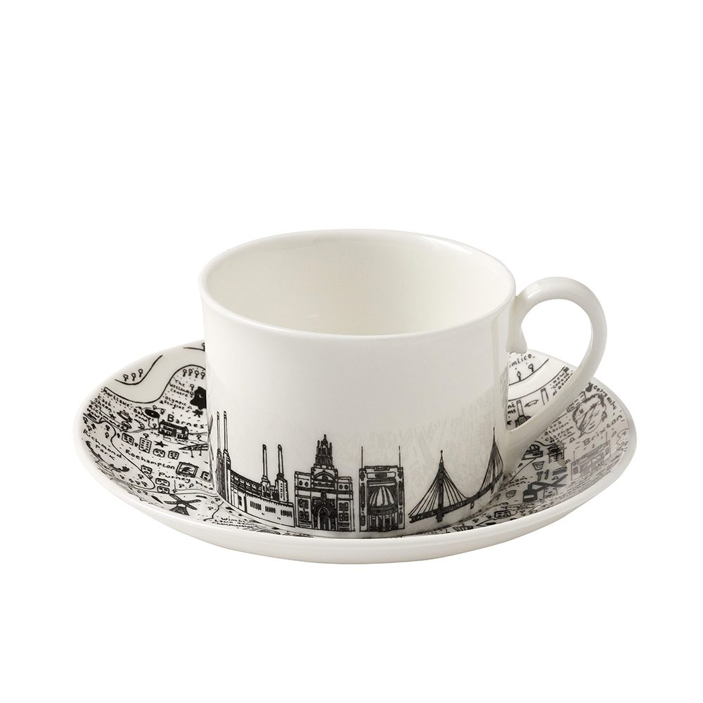 South West London Landmarks Cup and Saucer Set Designer homeware - South West London cup and saucer set