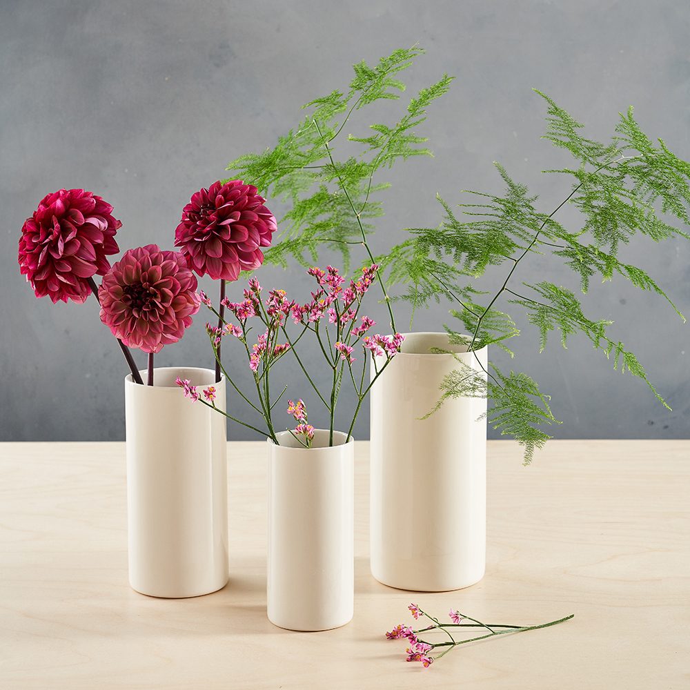 Designer homeware - eathenware candle and vase set
