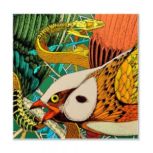 Designer pocket square - silk with bird design