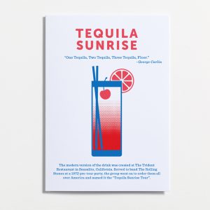 Cocktails Greetings Cards - Pack of 8 Designer stationary mixed drinks cards Tequila Sunrise