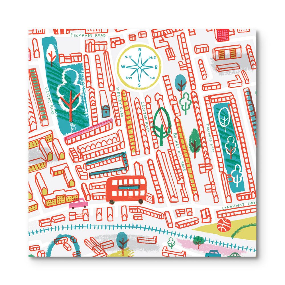 Home wall art - illustrated map of Peckham