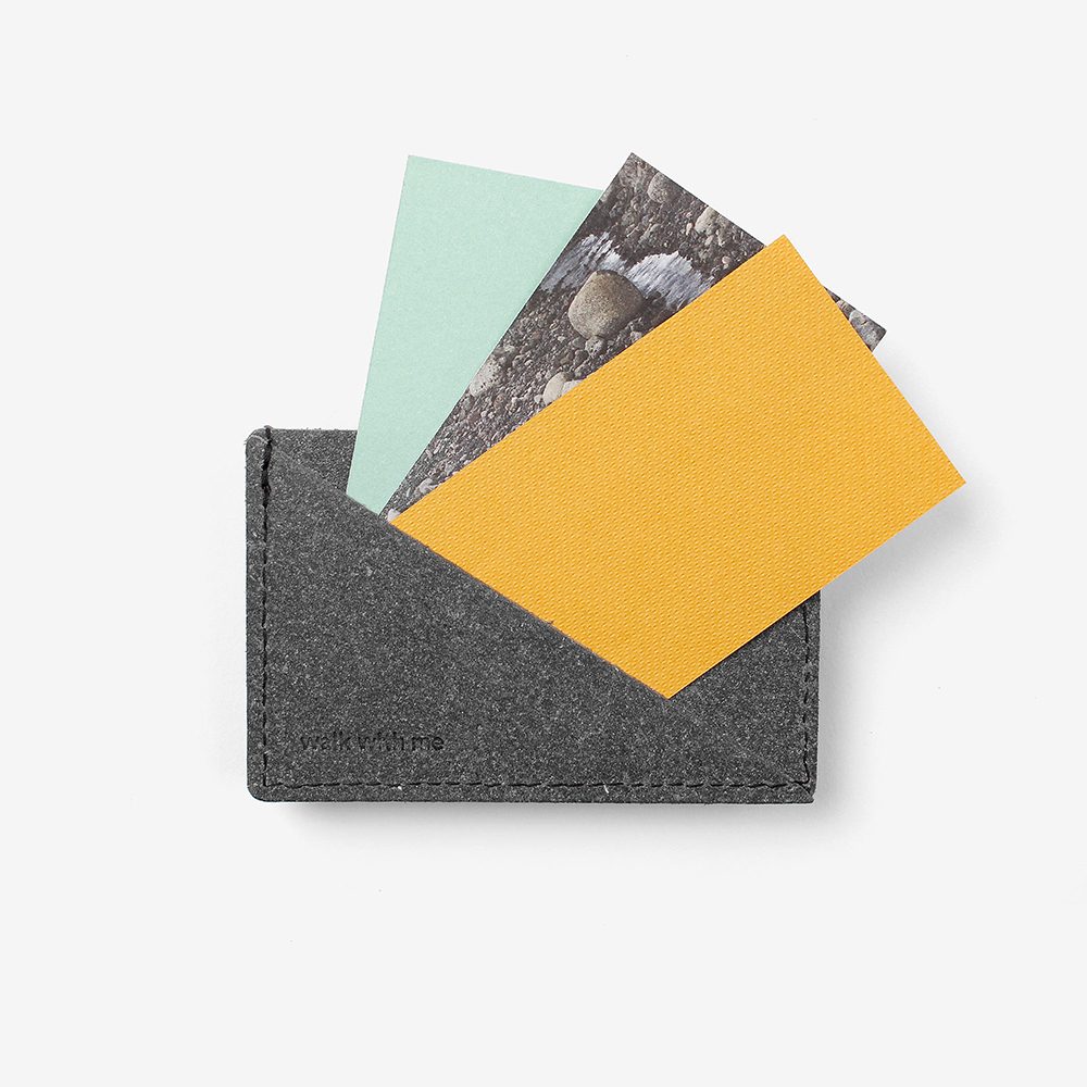 Gifts for him - recycled leather card holder grey