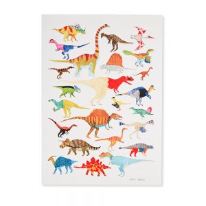 Colourful A3 print with different dinosaurs