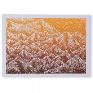 Mountains Lino Print A4