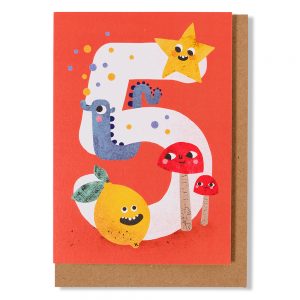 Crazy Critters Age Five Greetings Card
