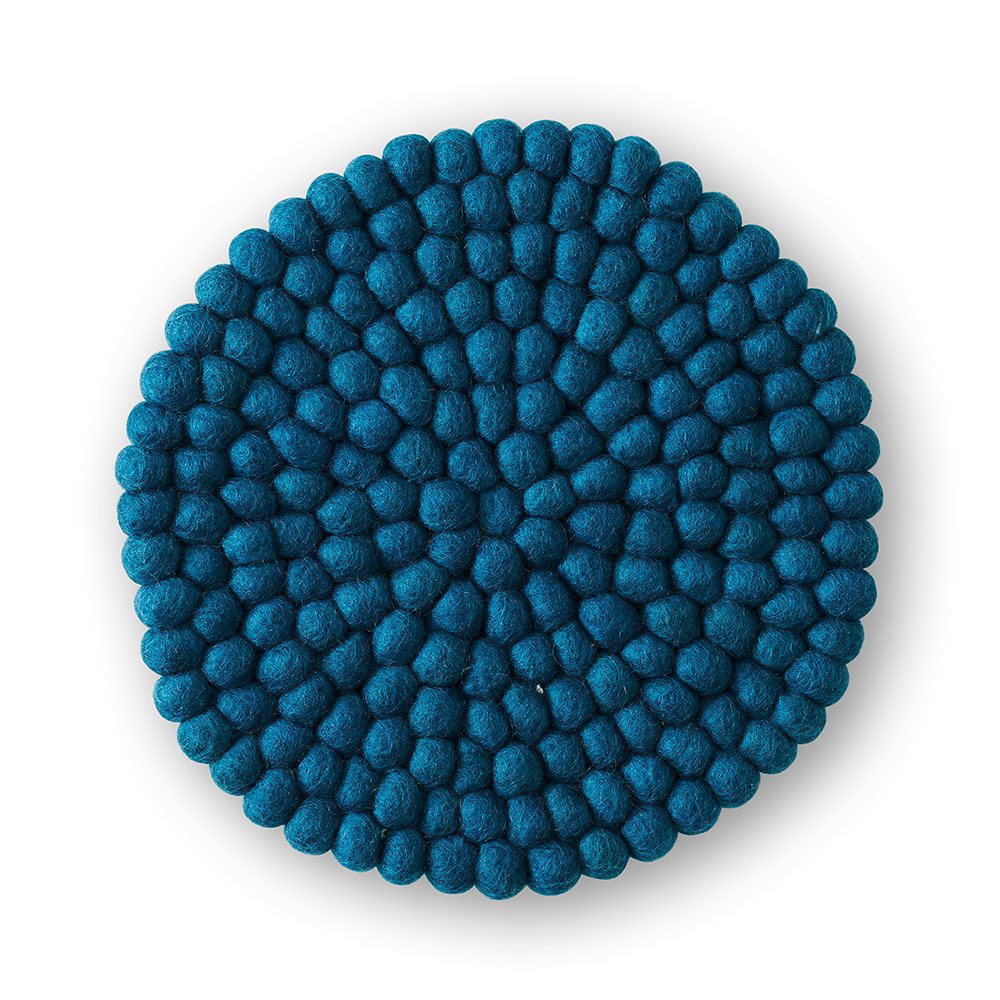 Blue felt ball table mat