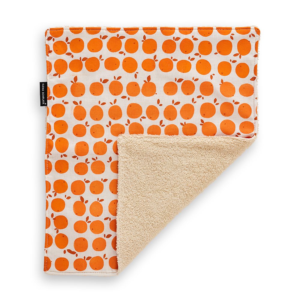 Gift ideas under £20 - hemp face towel with orange print
