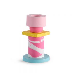 Totem Candle Holder - Turquoise and Pink