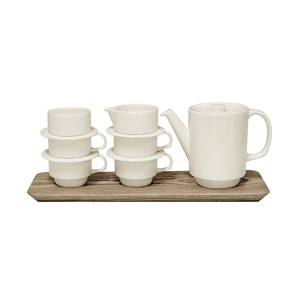 Earthenware and Wood Tea Set Homeware gift ideas - earthenware tea set