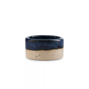 Homeware gifts - handmade stoneware candle holder with dark blue glaze