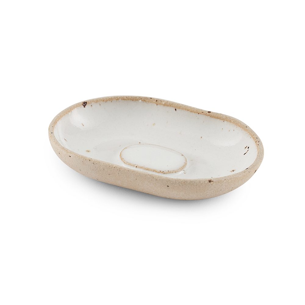 Homeware gifts - handmade soap dish with white glaze