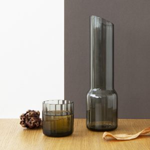 Smoke Grey Glass Carafe - grey vase styled
