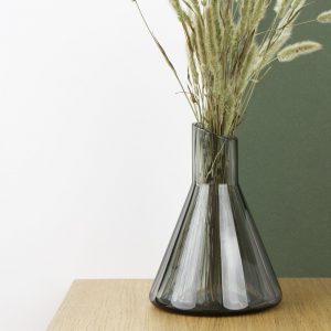 Smoke Grey Glass Vase - grey carafe styled