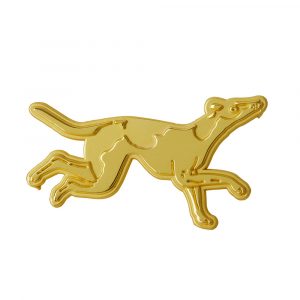 Sighthound pin badge in gold metal finish