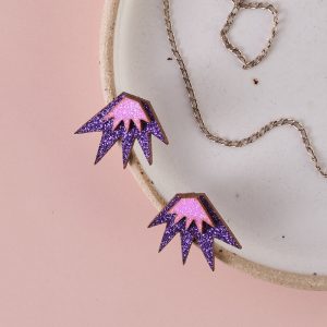 Bang Bang Stud Earrings - Purple and Hot Pink