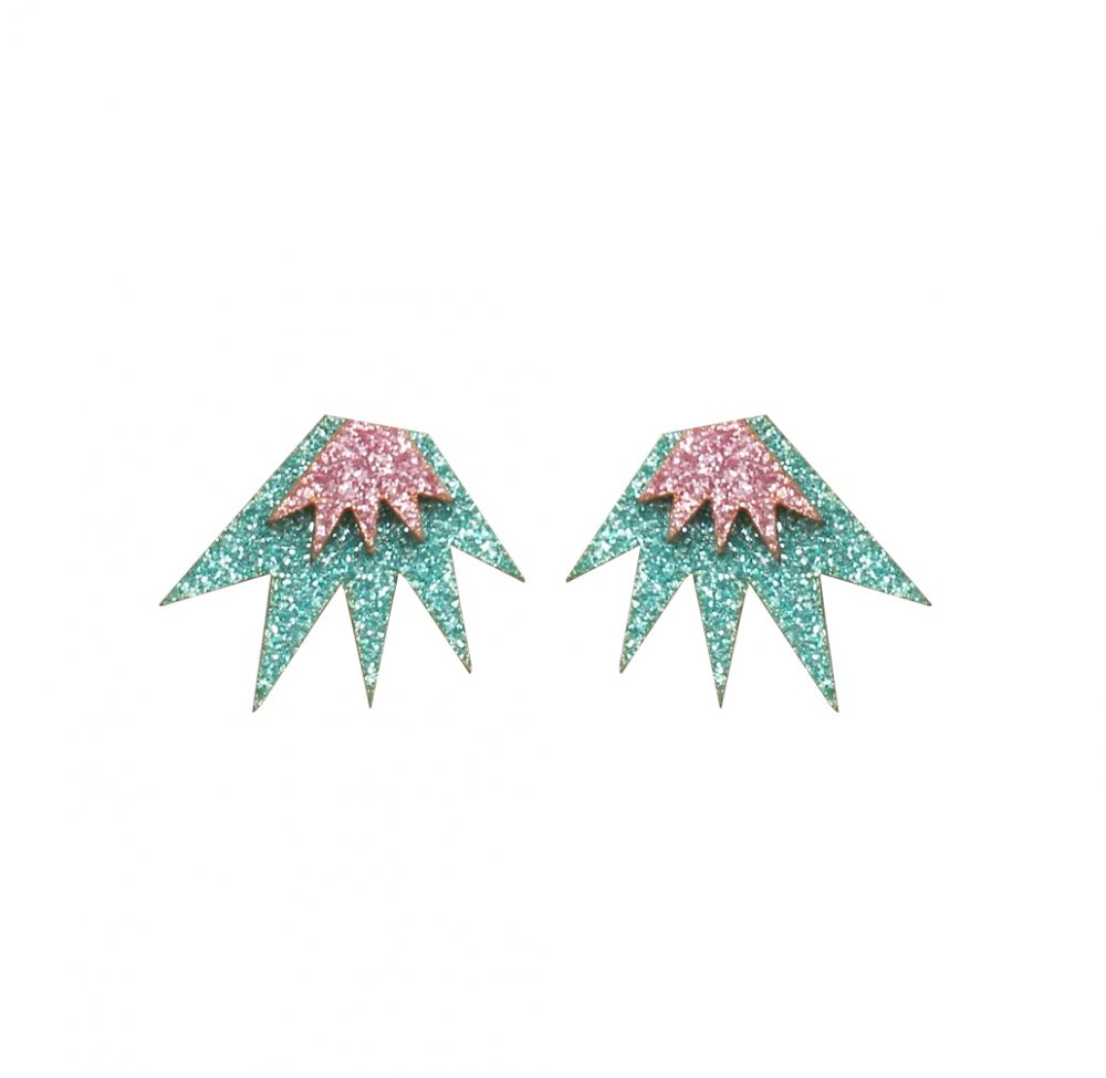 Bang Bang Stud Earrings - Jade and Baby Pink
