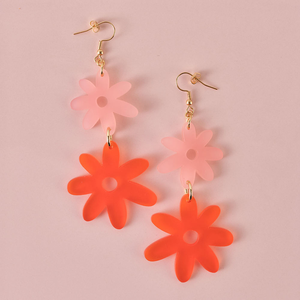 Flower Power Double Drop Earrings - Sunset