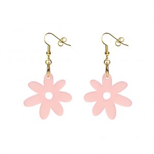 Flower Power Single Drop Earrings - Pink Frost
