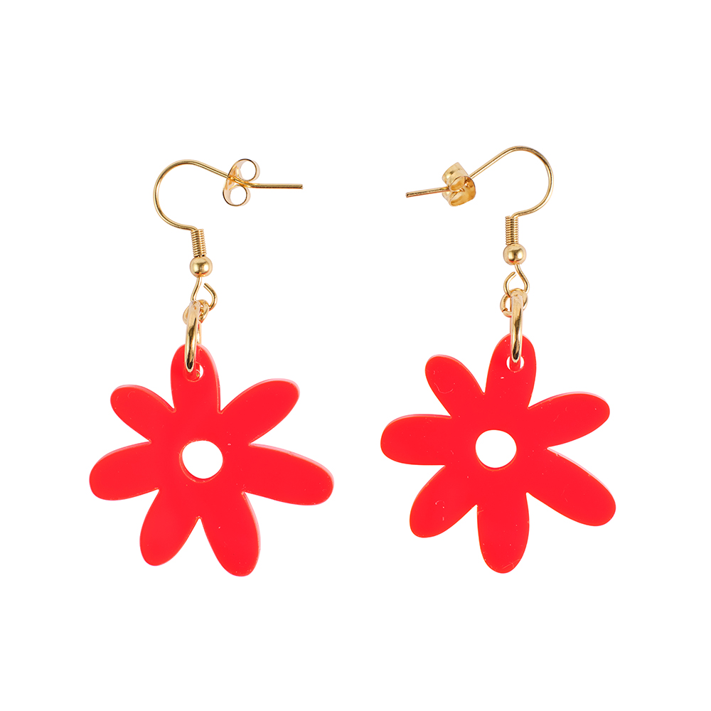 Flower Power Single Drop Earrings – Red