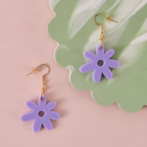 Flower Power Single Drop Earrings - Taro