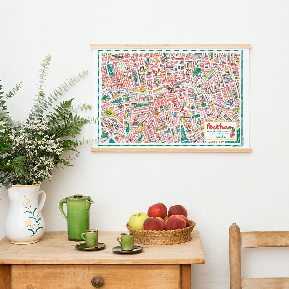 Home wall art - illustrated map of Peckham