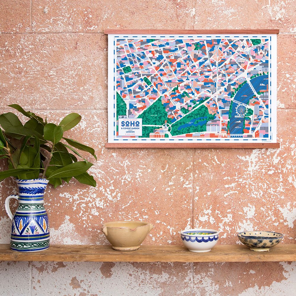 Home wall art - illustrated map of Soho