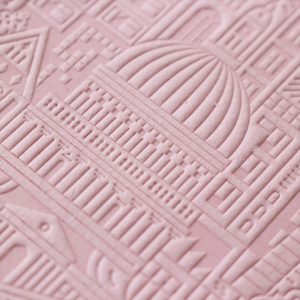 Debossed London Notebook - Pink B6 Luxury Notebooks - London Debossed A6 notebook detail pink