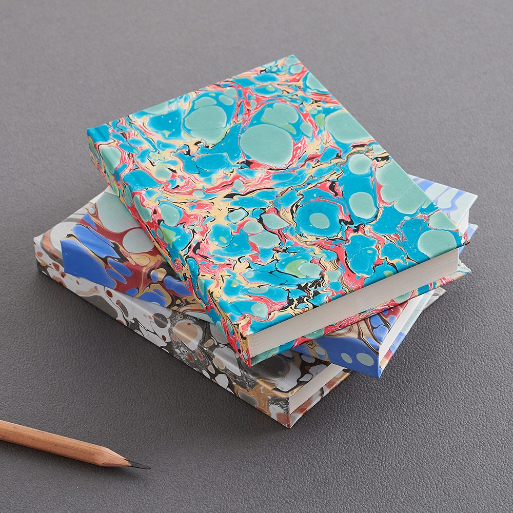 Luxury notebooks - handmade marbled metallic slate design
