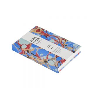 Marbled Pocket Notebook - Blue and Red A6 Luxury notebooks - handmade marbled stone indigo design