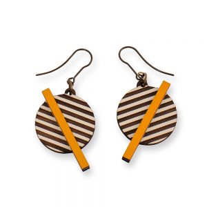 Golden Bar Earrings by Materia Rica - striped spherical earrings with golden bars on top