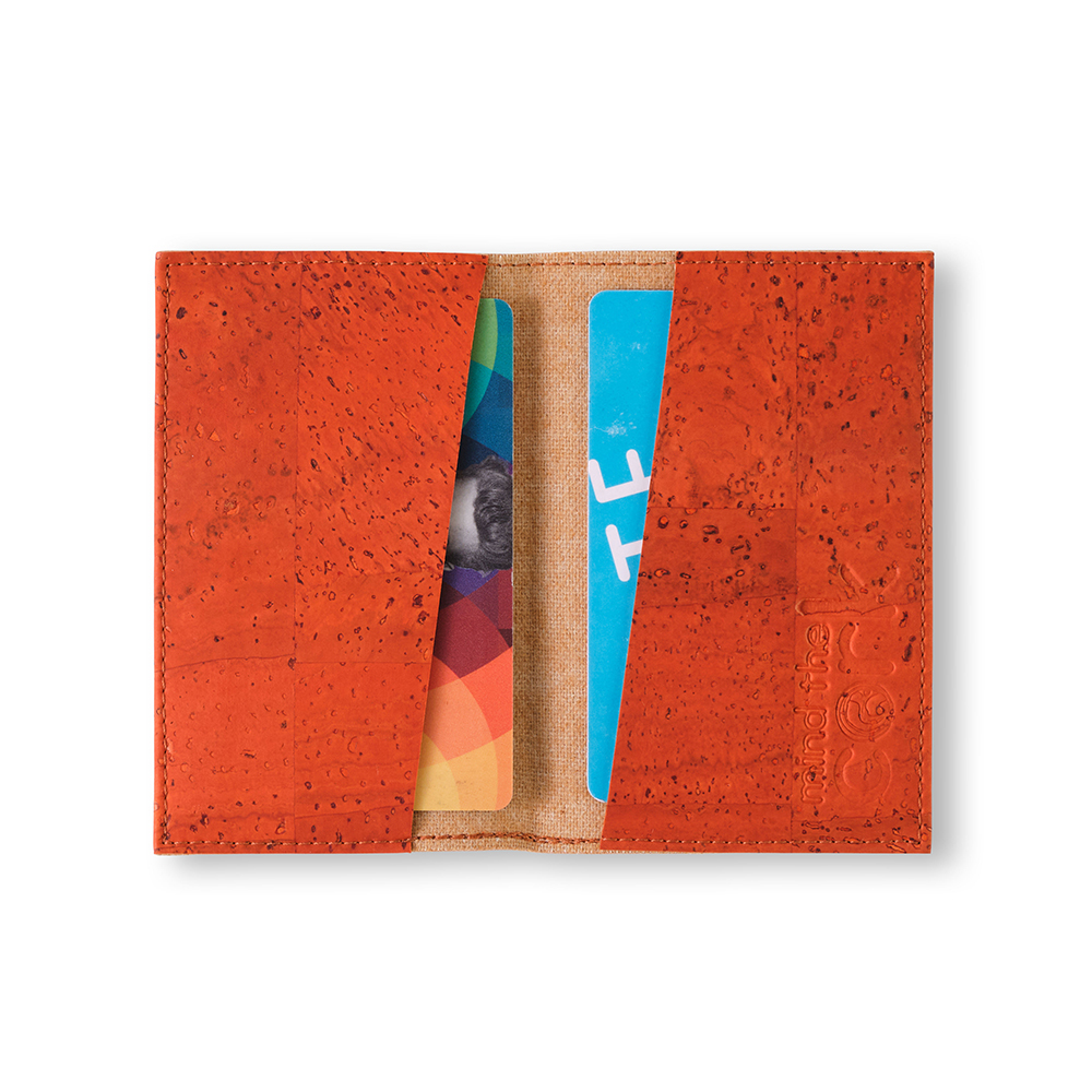 Cork Leather Cardholder in "Tangerine"