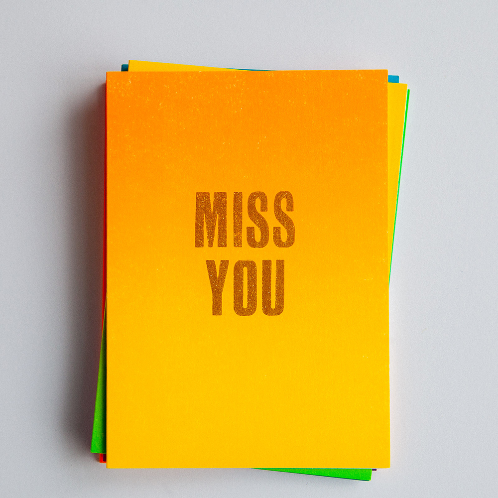 Miss You Letterpress Greetings Card stack_Nice and Graphic
